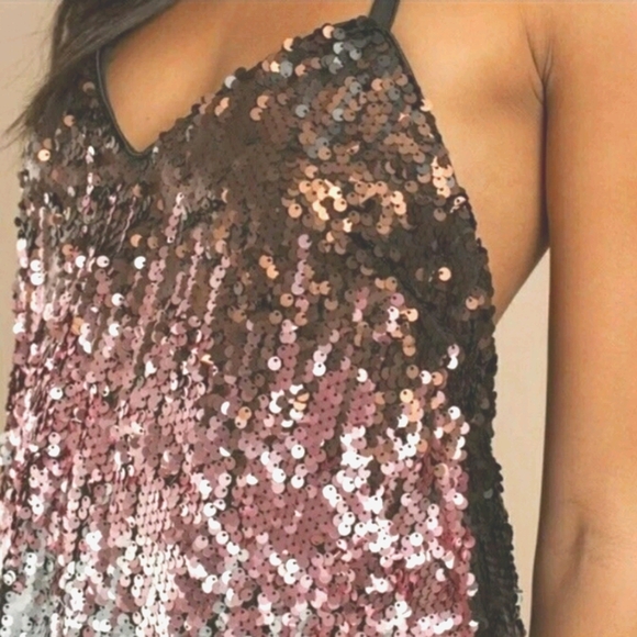Tobi Till Sundown Halter Sequin Ombre Dress Small - Picture 5 of 8